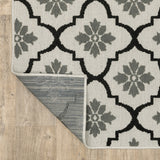 5' X 7' Beige and Black Geometric Stain Resistant Indoor Outdoor Area Rug