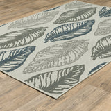 5' X 7' Beige Floral Stain Resistant Indoor Outdoor Area Rug