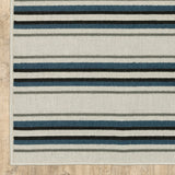 3' X 5' Blue and Beige Geometric Stain Resistant Indoor Outdoor Area Rug