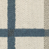 2' X 7' Blue and Beige Geometric Stain Resistant Indoor Outdoor Area Rug