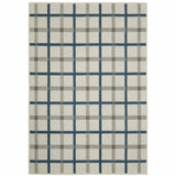 3' X 5' Blue and Beige Geometric Stain Resistant Indoor Outdoor Area Rug