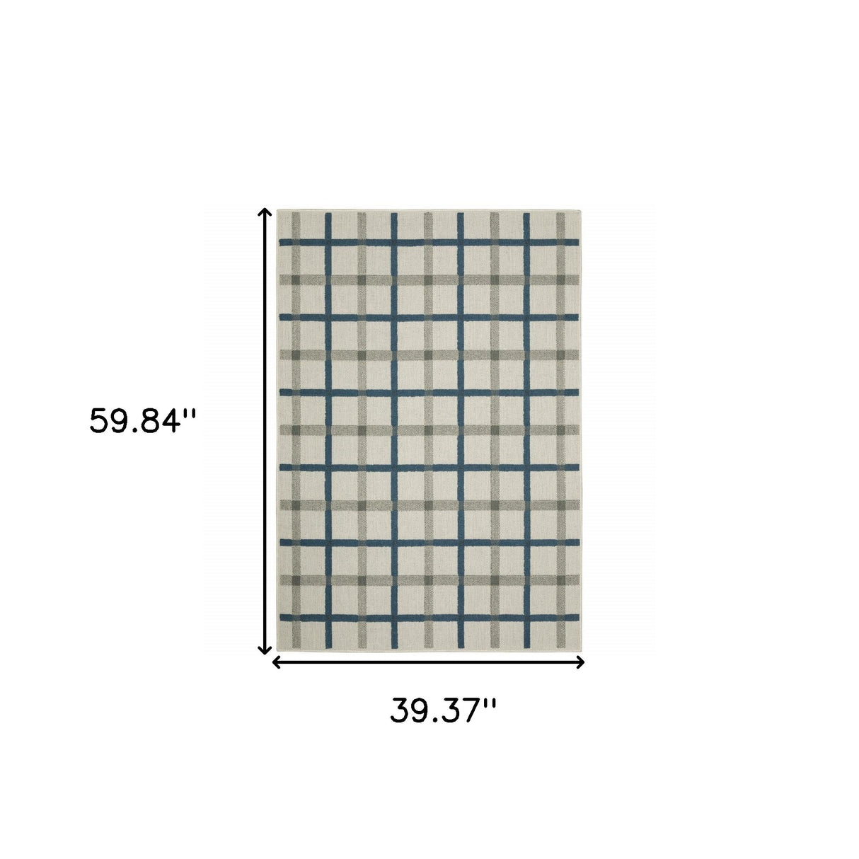 3' X 5' Blue and Beige Geometric Stain Resistant Indoor Outdoor Area Rug