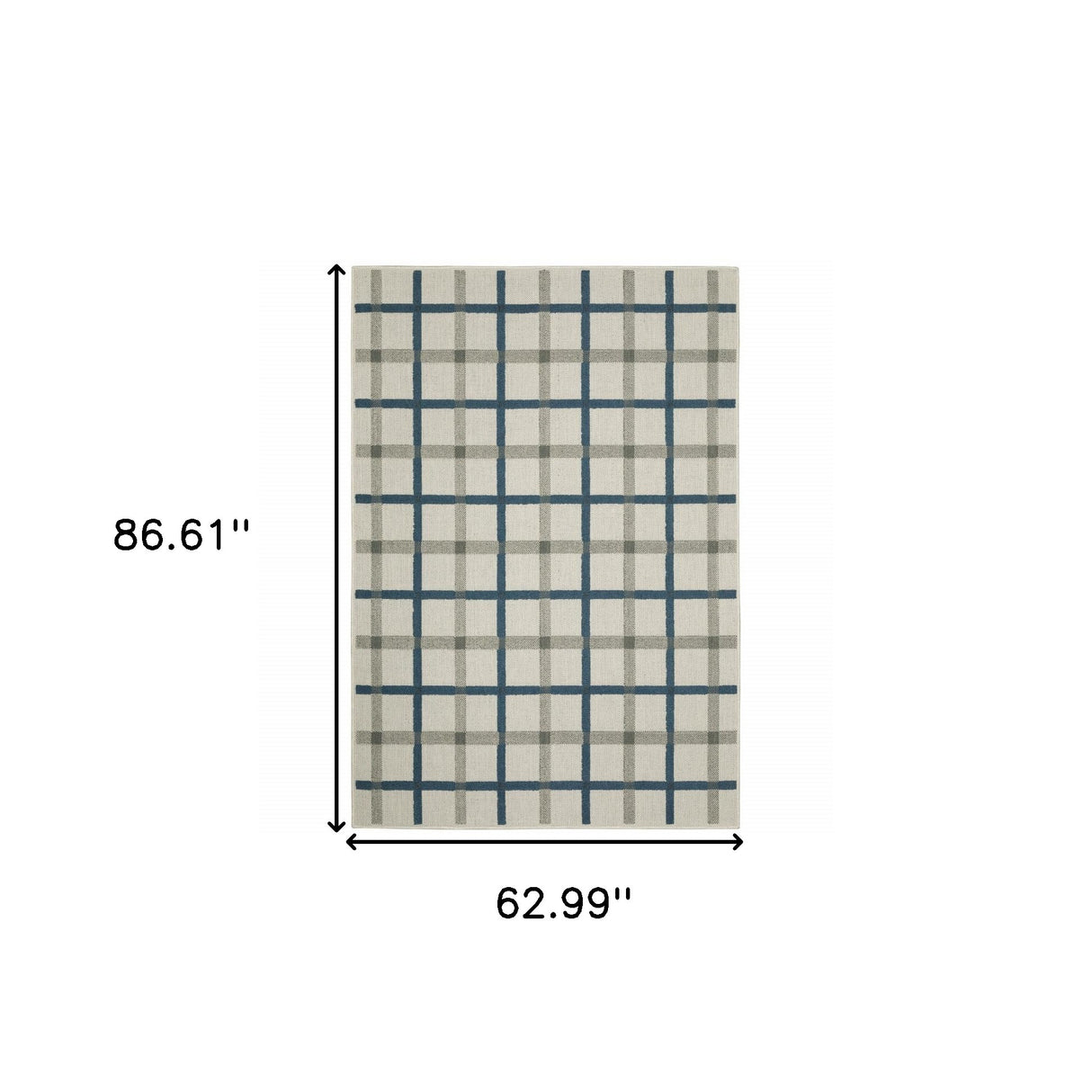 5' X 7' Blue and Beige Geometric Stain Resistant Indoor Outdoor Area Rug