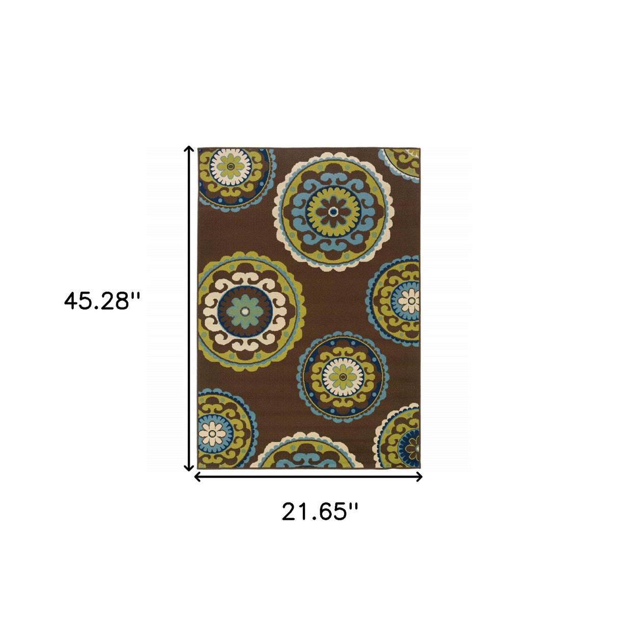 2' X 4' Brown Floral Medallion Stain Resistant Indoor Outdoor Area Rug