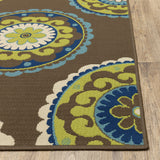 2' X 8' Brown Oriental Stain Resistant Indoor Outdoor Area Rug