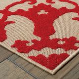 7' X 10' Red Oriental Stain Resistant Indoor Outdoor Area Rug