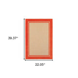 2' X 3' Orange Stain Resistant Indoor Outdoor Area Rug