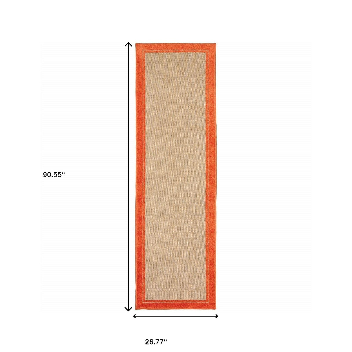 2' X 8' Orange Stain Resistant Indoor Outdoor Area Rug