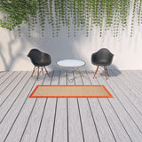 2' X 8' Orange Stain Resistant Indoor Outdoor Area Rug