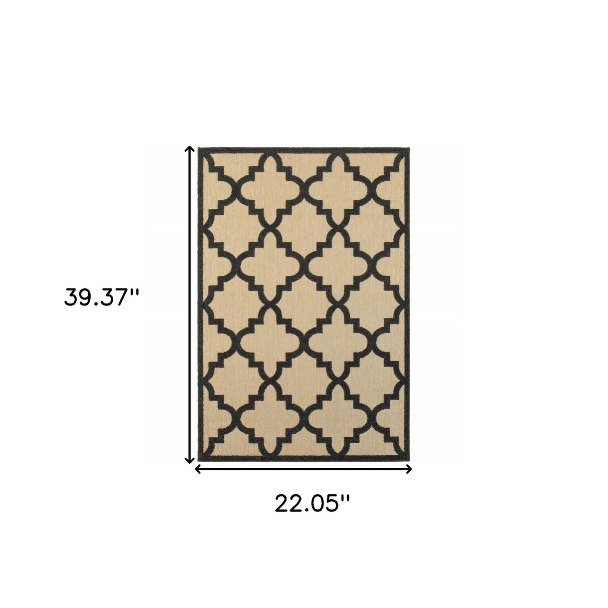 2' X 3' Beige and Black Geometric Stain Resistant Indoor Outdoor Area Rug