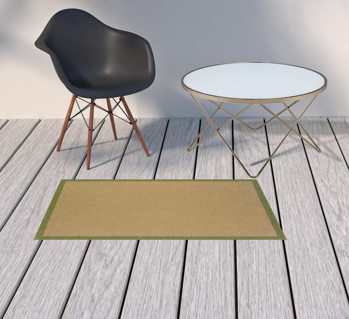 2' X 4' Beige Stain Resistant Indoor Outdoor Area Rug