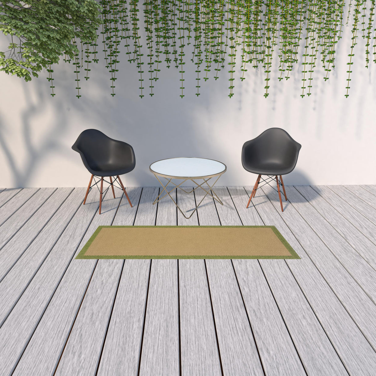 2' X 8' Beige Stain Resistant Indoor Outdoor Area Rug