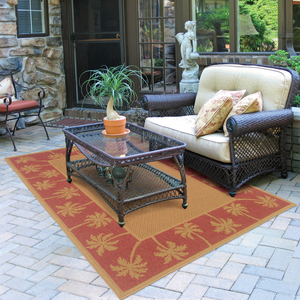 4' X 6' Beige Stain Resistant Indoor Outdoor Area Rug