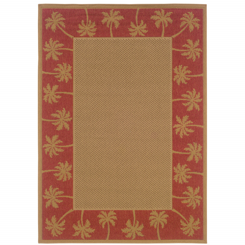 9' X 13' Beige Stain Resistant Indoor Outdoor Area Rug