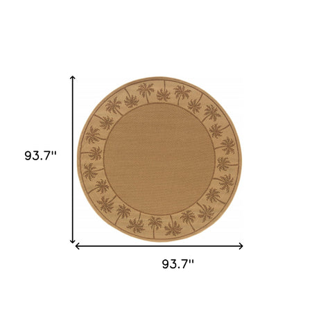 8' X 8' Beige Round Stain Resistant Indoor Outdoor Area Rug