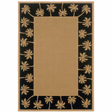 2' X 4' Beige and Black Stain Resistant Indoor Outdoor Area Rug