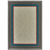 3' X 5' Blue and Gray Stain Resistant Indoor Outdoor Area Rug