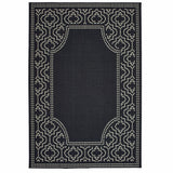 2' X 4' Black and Ivory Stain Resistant Indoor Outdoor Area Rug