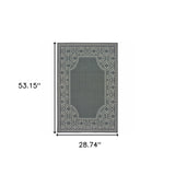 2' X 4' Gray and Ivory Stain Resistant Indoor Outdoor Area Rug