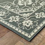 7' X 10' Gray and Ivory Oriental Stain Resistant Indoor Outdoor Area Rug