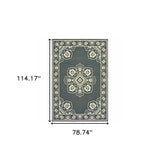 7' X 10' Gray and Ivory Oriental Stain Resistant Indoor Outdoor Area Rug