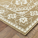 7' X 10' Tan Oriental Stain Resistant Indoor Outdoor Area Rug