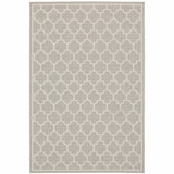 3' X 5' Gray and Ivory Geometric Stain Resistant Indoor Outdoor Area Rug