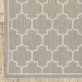 3' X 5' Gray and Ivory Geometric Stain Resistant Indoor Outdoor Area Rug