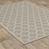 5' X 7' Gray and Ivory Geometric Stain Resistant Indoor Outdoor Area Rug