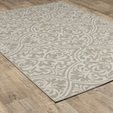 3' X 5' Gray and Ivory Floral Stain Resistant Indoor Outdoor Area Rug