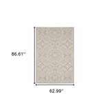 5' X 7' Gray and Ivory Floral Stain Resistant Indoor Outdoor Area Rug