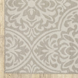 5' X 7' Gray and Ivory Floral Stain Resistant Indoor Outdoor Area Rug