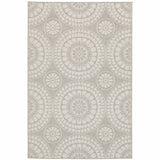 3' X 5' Gray and Ivory Geometric Stain Resistant Indoor Outdoor Area Rug