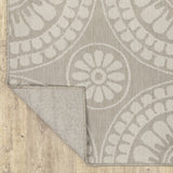 5' X 7' Gray and Ivory Geometric Stain Resistant Indoor Outdoor Area Rug