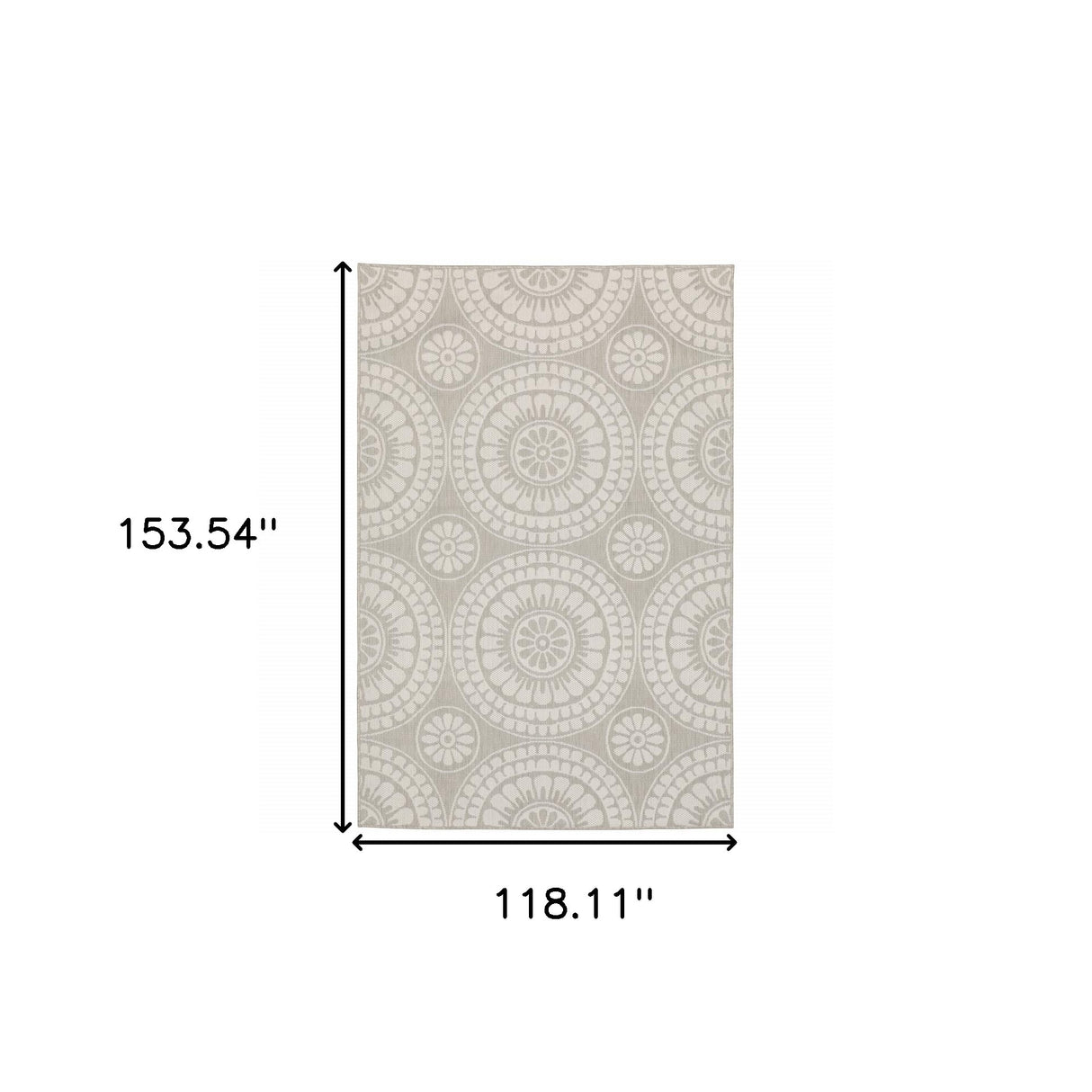 10' X 13' Gray and Ivory Geometric Stain Resistant Indoor Outdoor Area Rug