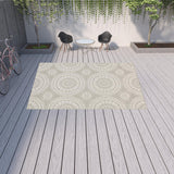 10' X 13' Gray and Ivory Geometric Stain Resistant Indoor Outdoor Area Rug