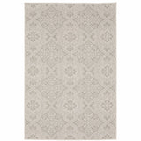 3' X 5' Gray and Ivory Floral Stain Resistant Indoor Outdoor Area Rug