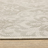 3' X 5' Gray and Ivory Floral Stain Resistant Indoor Outdoor Area Rug