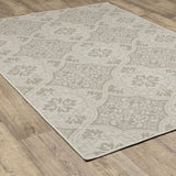 5' X 7' Gray and Ivory Floral Stain Resistant Indoor Outdoor Area Rug