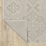 7' X 9' Gray and Ivory Floral Stain Resistant Indoor Outdoor Area Rug