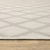 2' X 7' Gray and Ivory Geometric Stain Resistant Indoor Outdoor Area Rug