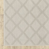 2' X 7' Gray and Ivory Geometric Stain Resistant Indoor Outdoor Area Rug