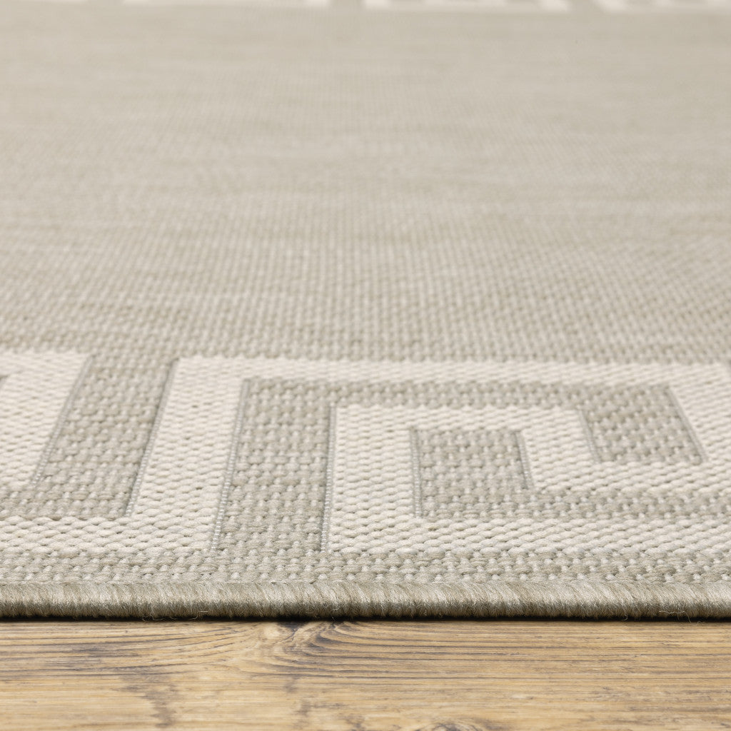 2' X 7' Gray and Ivory Stain Resistant Indoor Outdoor Area Rug