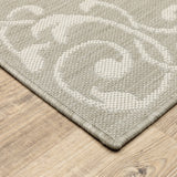 2' X 7' Gray and Ivory Oriental Stain Resistant Indoor Outdoor Area Rug