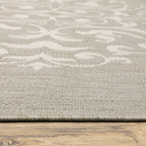 2' X 7' Gray and Ivory Oriental Stain Resistant Indoor Outdoor Area Rug