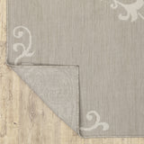 7' X 9' Gray and Ivory Oriental Stain Resistant Indoor Outdoor Area Rug