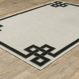 2' X 4' Beige and Black Stain Resistant Indoor Outdoor Area Rug