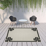 8' X 10' Beige and Black Stain Resistant Indoor Outdoor Area Rug