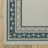 2' X 4' Blue and Beige Stain Resistant Indoor Outdoor Area Rug