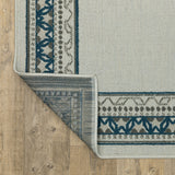 2' X 7' Blue and Beige Stain Resistant Indoor Outdoor Area Rug